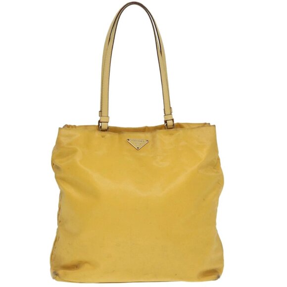 PRADA Tote Bag Nylon Yellow Gold Auth 87177 - Picture 11 of 16